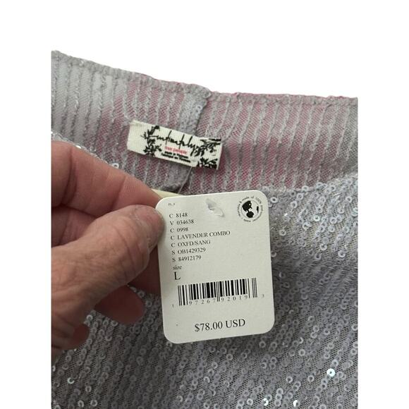 NWT Free People Women's Purple Evening Haze Semi Sheer Long Sleeve Top Size L - Picture 6 of 7